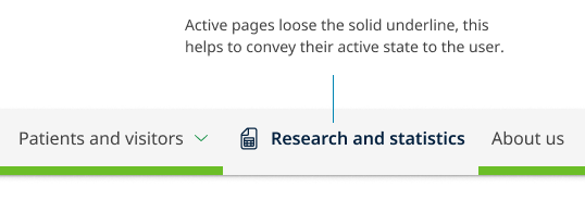 This example shows the border being removed under the currently active link in the horizontal navigation