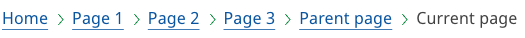 One line of page titles separated by chevron icons. All the items in the list are links except for the last item which is plain text and indicates the current page.