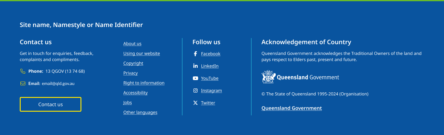 Example of Queensland Health Footer